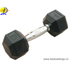 Hot Sale Cast Iron Rubber Coated Hex Dumbbell